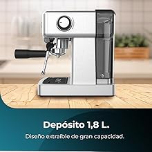 Cafetera barista con 20 bares, manometro y thermoblock.