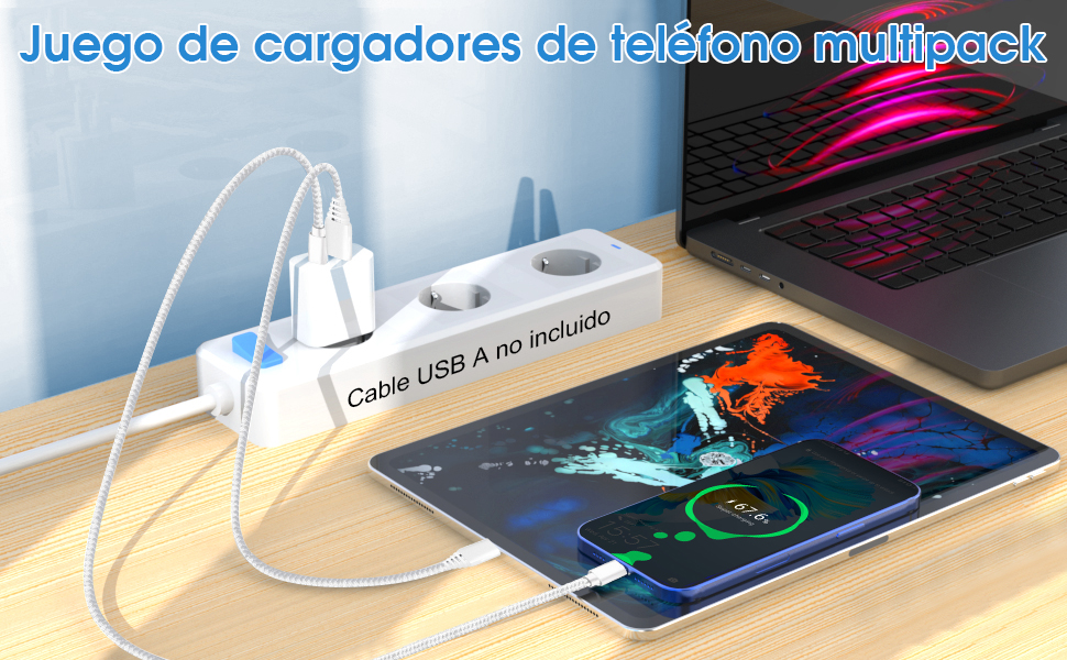 Cargador USB C 45W & USB A 18W con Cable USB C a USB C