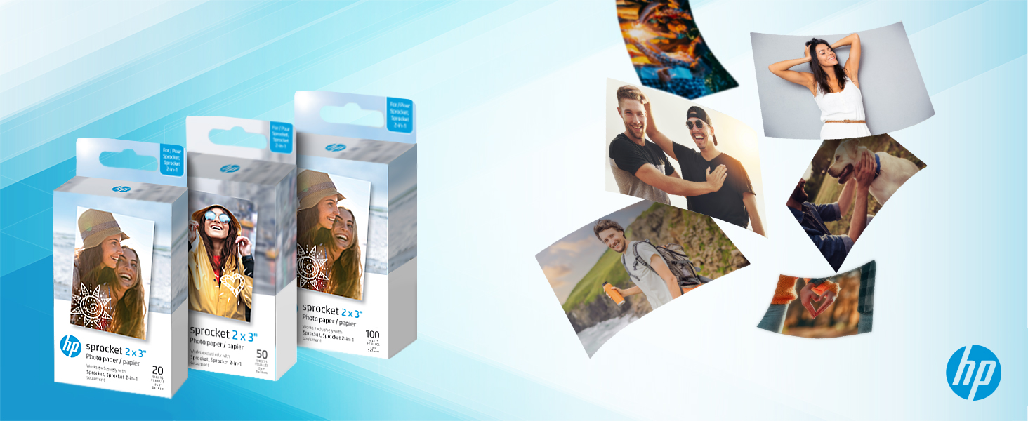 Papel fotográfico HP Sprocket Zink de 2 x 3" con reverso adhesivo