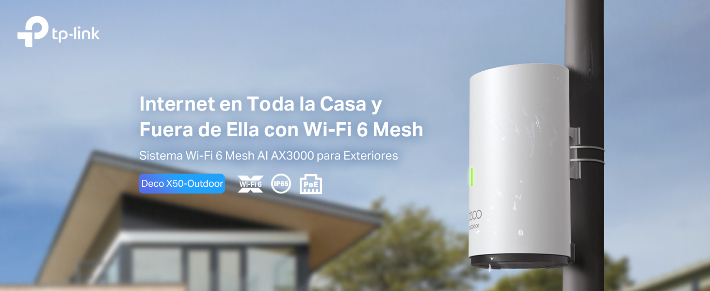 Deco X50-Outdoor - Sistema Wi-Fi 6 Mesh AI AX3000 para Exteriores, IP65