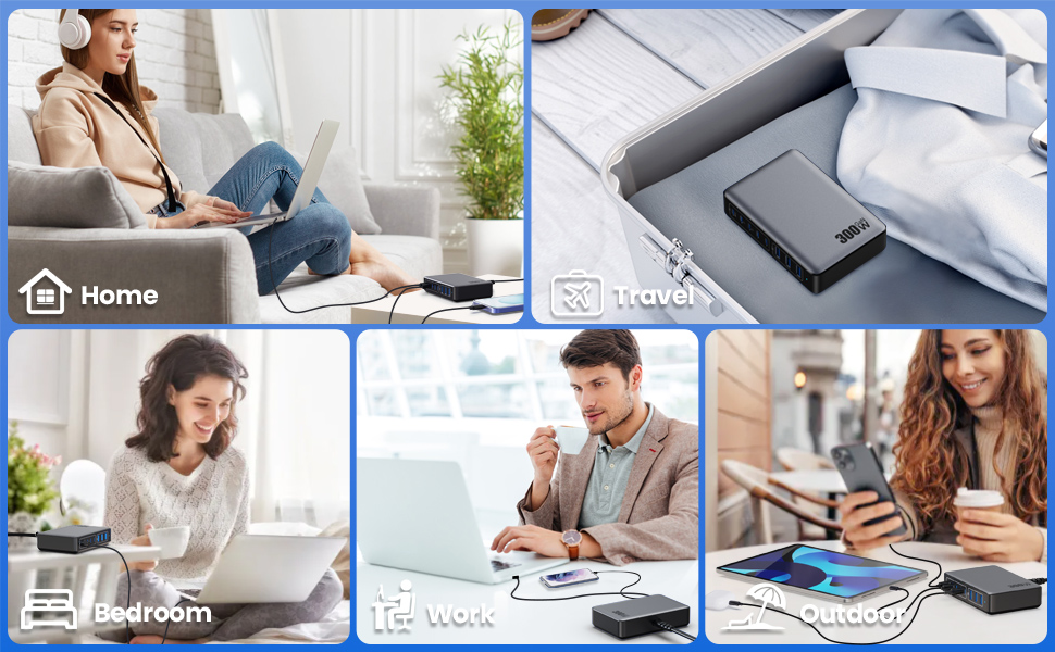 Cargador USB C Multiple Cargador Carga Rápida Alimentador Multiple Cargador