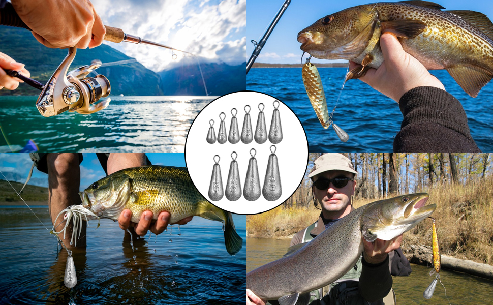 Pesos de pesca en forma de gota