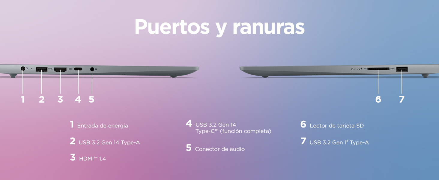 Lenovo IdeaPad Slim 3 Gen 8 imagen descripción de puertos y ranuras