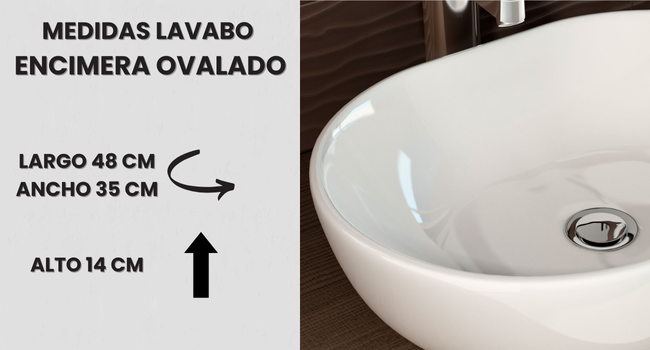 lavabo encimera ovalado blanco