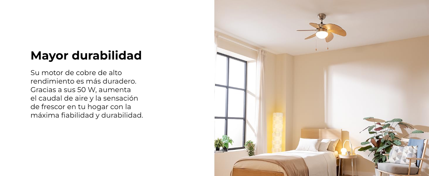 ventilador de techo con luz led ventiladores lampara aspas silencioso dormitorio Cecotec ceiling fan
