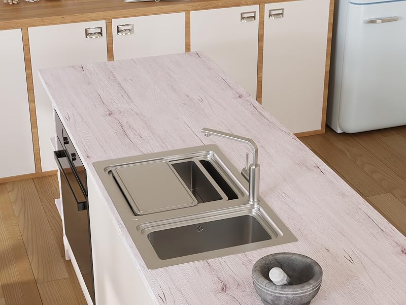 papel pintado pared moderno blanco rosa cocina