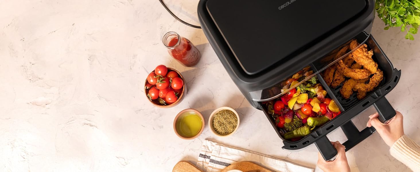 freidora de aire; freidora sin aceite; air fryer; Freidora Cecotec; Freidora 9 L; Cecofry Dual 9000