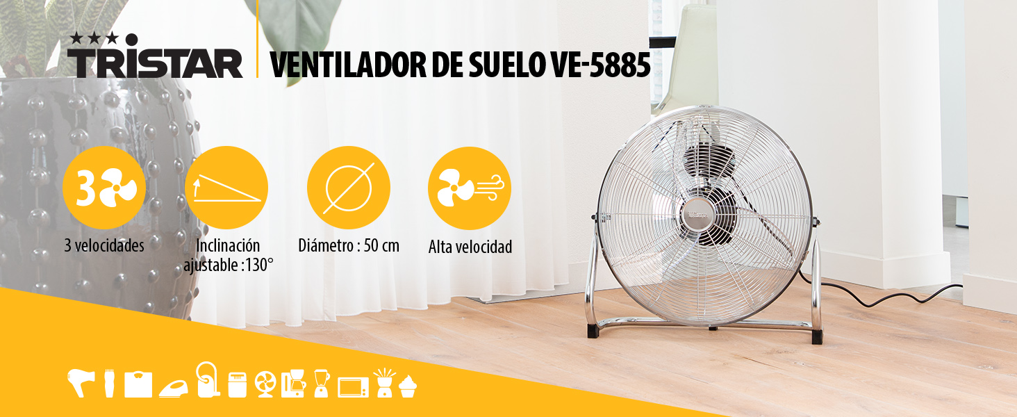 Tristar VE-5885 Ventilador de Metal de Alto Velocidad