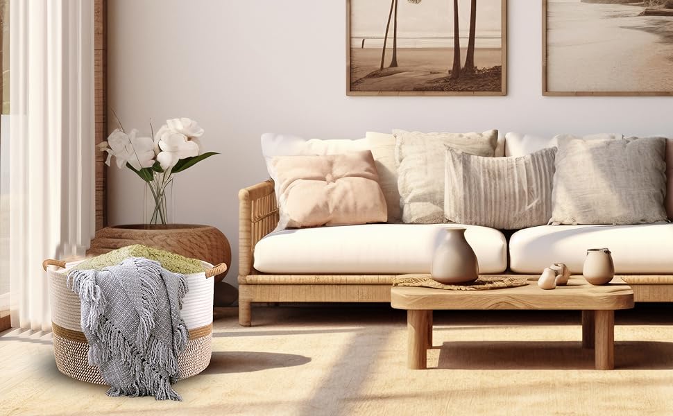 Cesta mantas salon