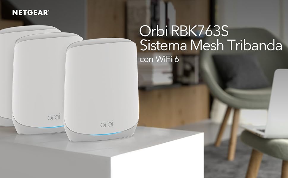 Orbi; Netgear; Mesh; WiFi 6; RBK763S; Tribanda; Router; WiFi; extensor;