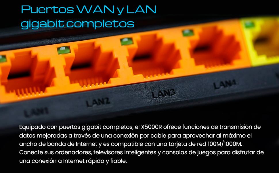 Puertos WAN y LAN gigabit completos