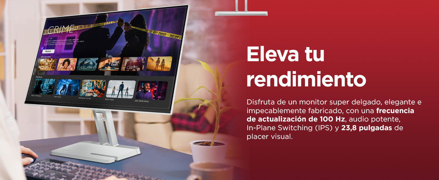 Lenovo L24i-4B imagen frontal monitor sobre escritorio