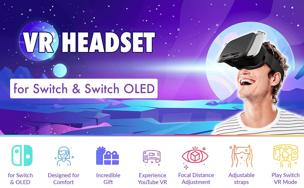 Auriculares de realidad virtual para Nintendo Switch y Switch con lente ajustable para juegos de realidad virtual y Labo VR