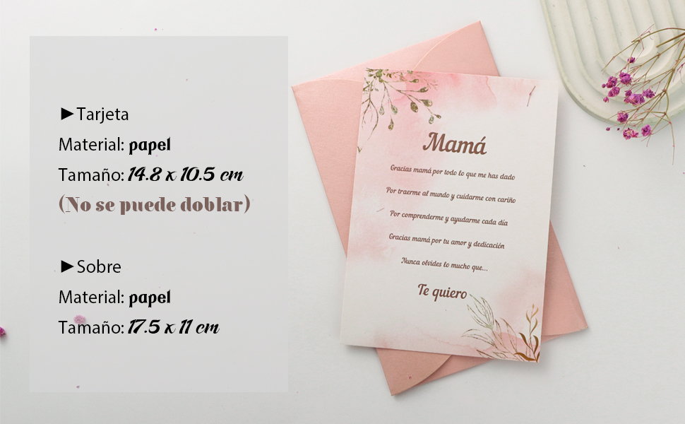 Tarjeta madre mamá papel rosado sobre kraft rosa