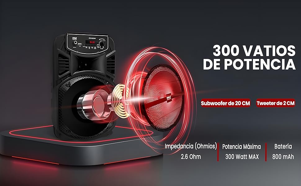 Altavoces Bluetooth Portátil Recargable Exteriores Subwoofer Tweeter Grabación Micrófono Luces