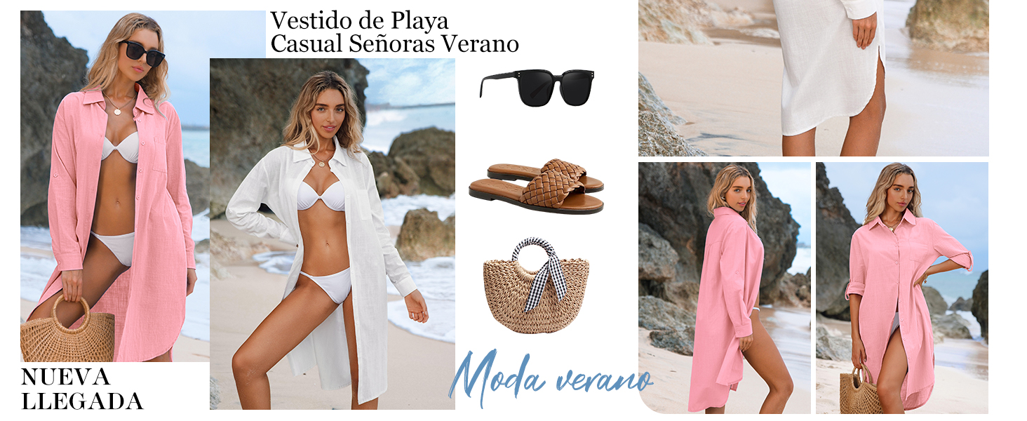 CMTOP Vestido Playa Mujer Verano Largos