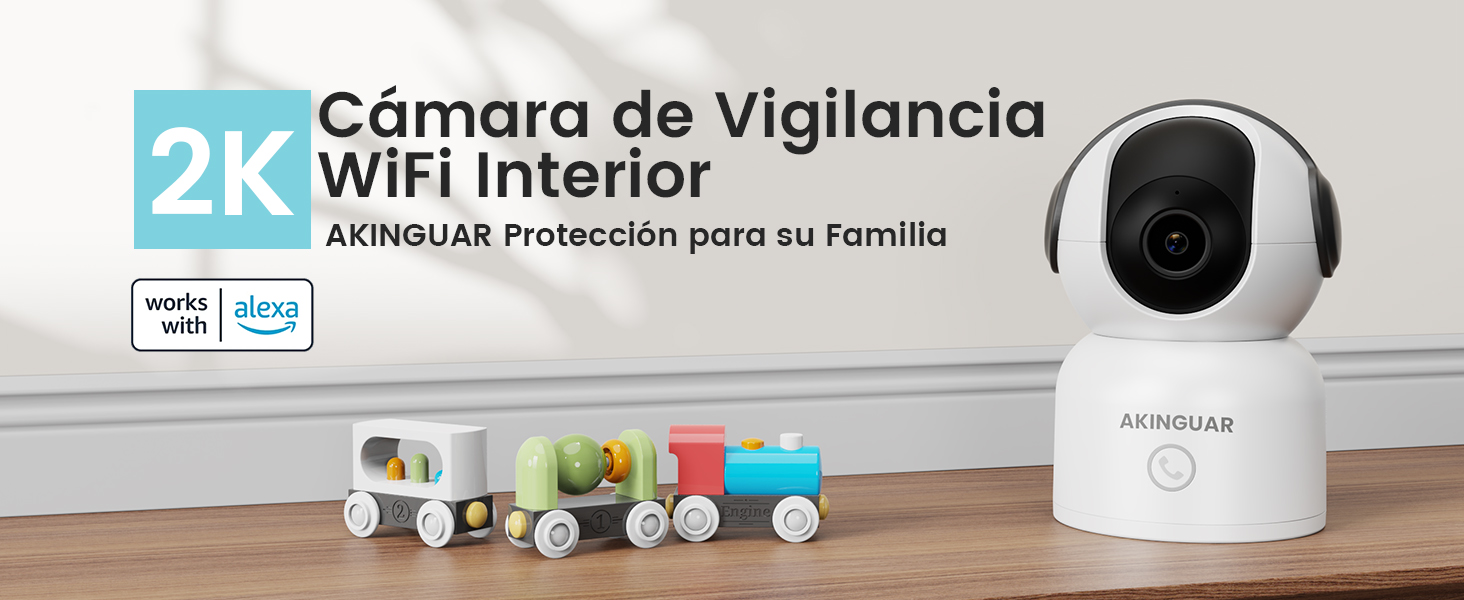 2K Camara de Vigilancia WiFi Interior AKINGUAR Proteccion para su Familia