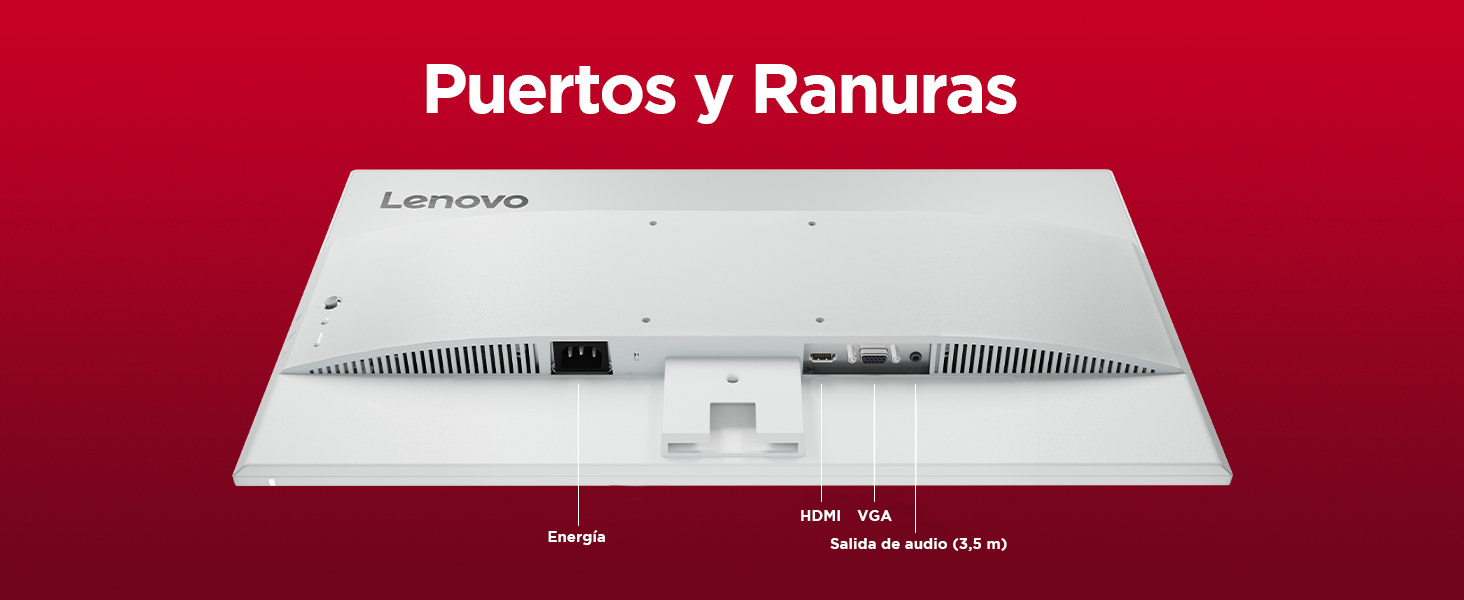 Monitor Lenovo L24i-4A imagen de puertos y ranuras
