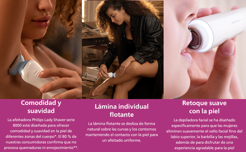 Disfruta de una depilación suave y limpia gracias a su uso en seco o en húmedo