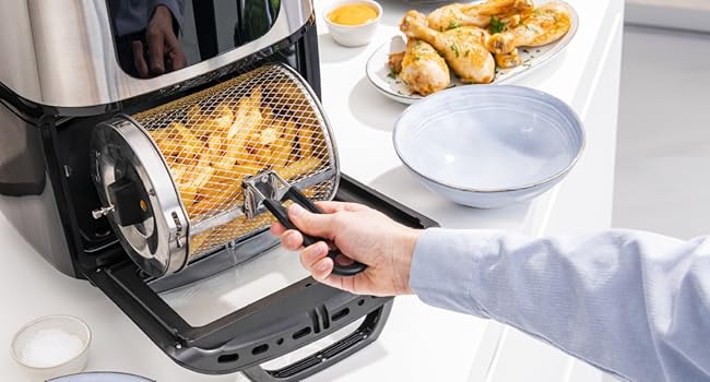 Princess 182075 Freidora sin aceite y horno de aire caliente con cesta giratoria