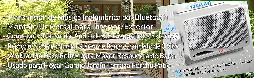 Altavoces Inalámbrico Impermeable Exteriores Interiores 3.5” 3 vías Activo Pasivo Sonido Calidad