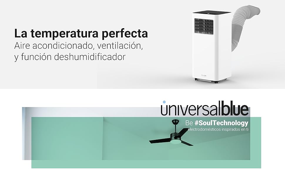 toda una gama de aires acondicionados portatiles, la temperatura perfecta, universal blue