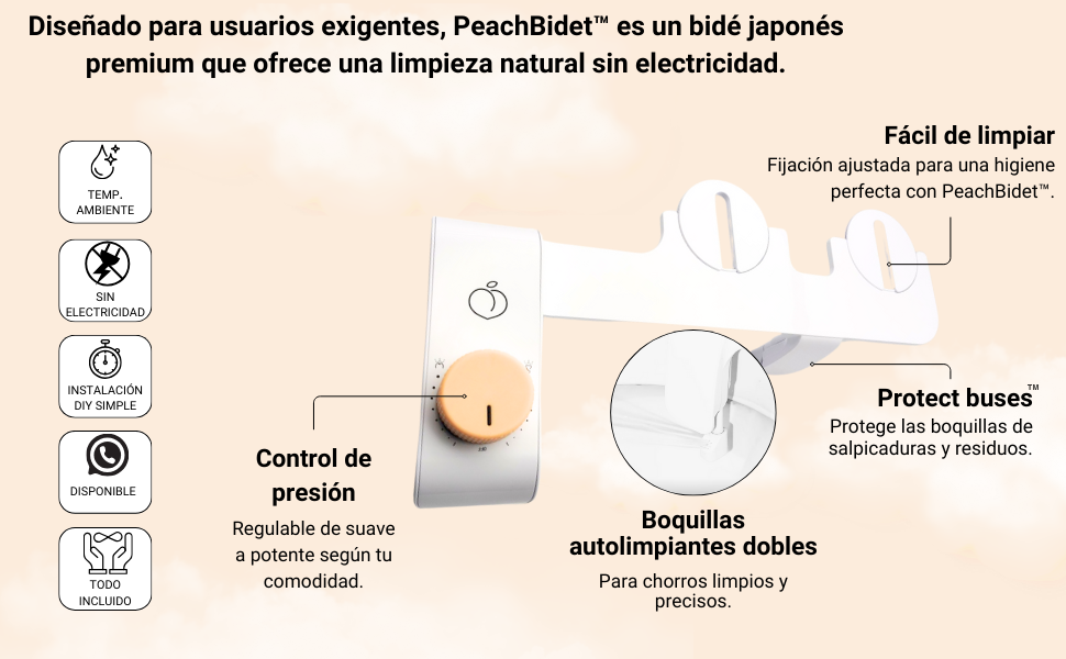 boquillas autolimpiantes, inodoro japonés, bidet japonés, control de presión, grifo para wc