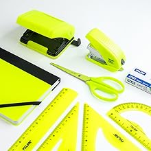acid, milan, material de oficina, escritorio, estudio, reglas, corrector, tijeras, grapadora
