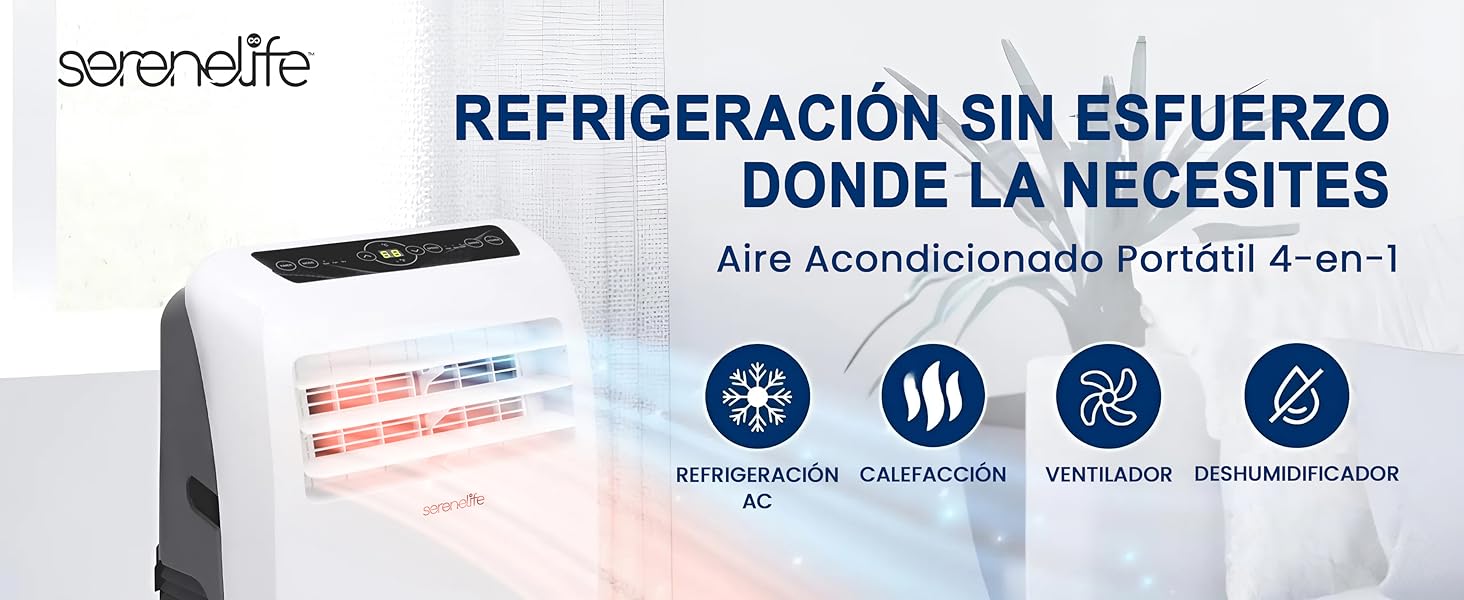 Aire Acondicionado Portátil Móvil Calefactor Silencioso Deshumidificador, Ventilador Escape Ventana
