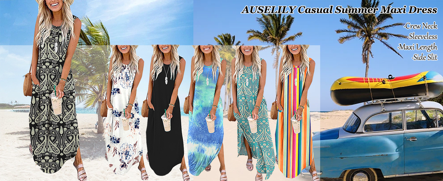 AUSELILY Vestidos Largos Verano Mujer 2023 Maxi Vestido