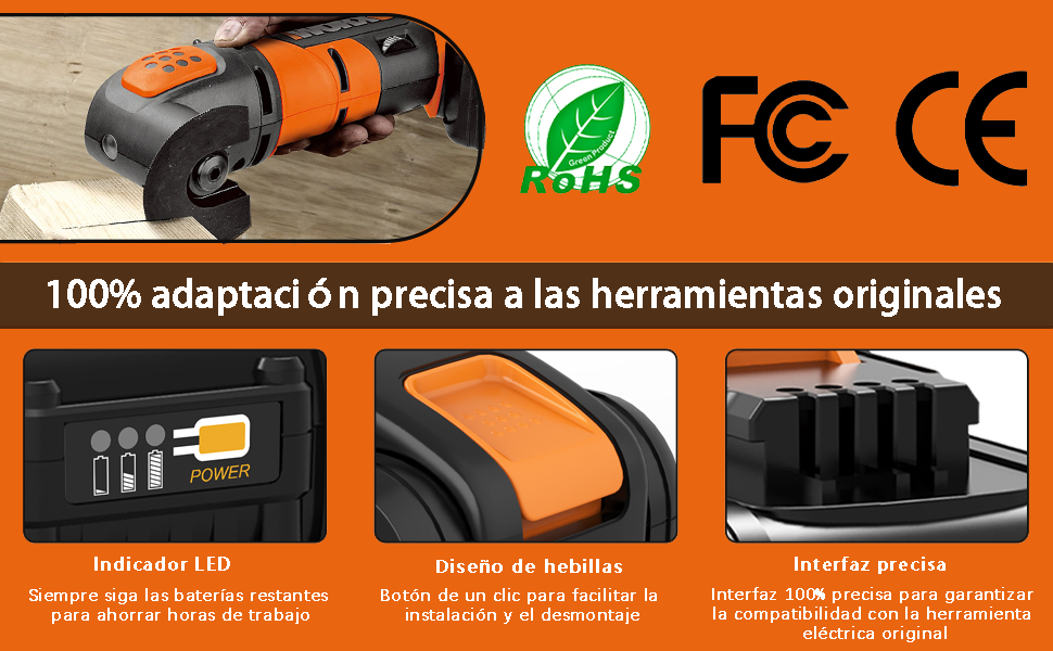 WA3553 Con indicador LED. Batería de repuesto para batería Worx de 20 V. 2 unidades