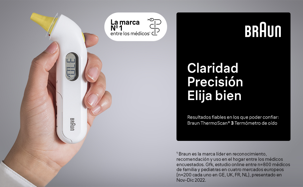 Termómetro; oído; Braun; ThermoScan; Age Precision; fiebre; clínicamente preciso; fiable;