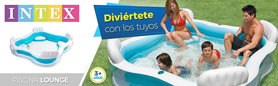 piscina hinchable, desmontable, Intex, piscina para jardín, piscina y asientos , piscina y respaldo