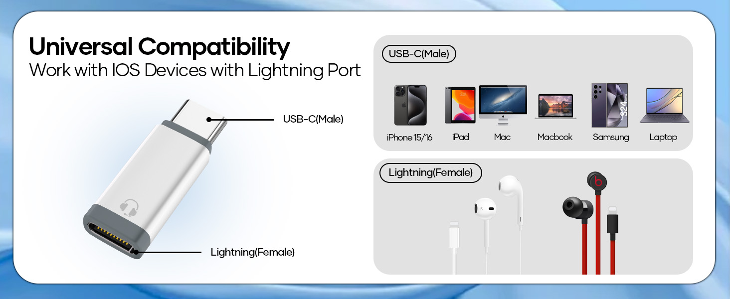 adaptador usb c a lightning audio