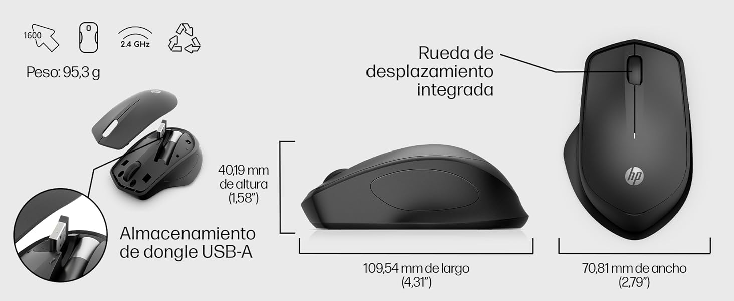 Ratón inalámbrico silencioso HP 280