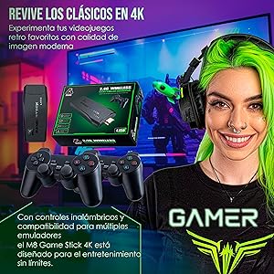 Imagen moderna, controles inalámbricos, M8 Game Stick, entretenimiento sin límites