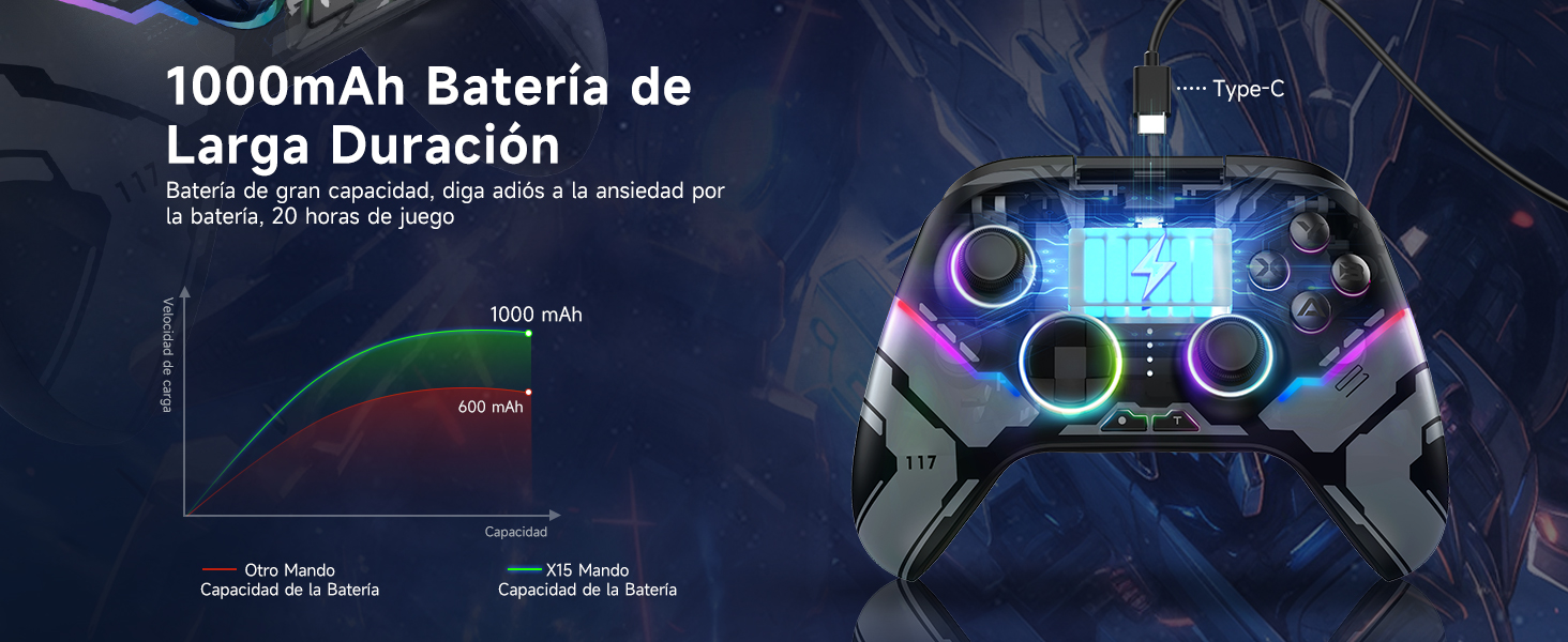1000mAh Batería de Larga Duración