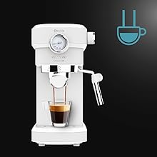 cafetera con doble salida, para uno o dos cafés