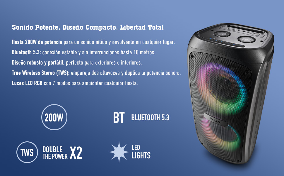 NGS, Wild Temper, Altavoz, Altavoz sin cables, NGS Wild Temper