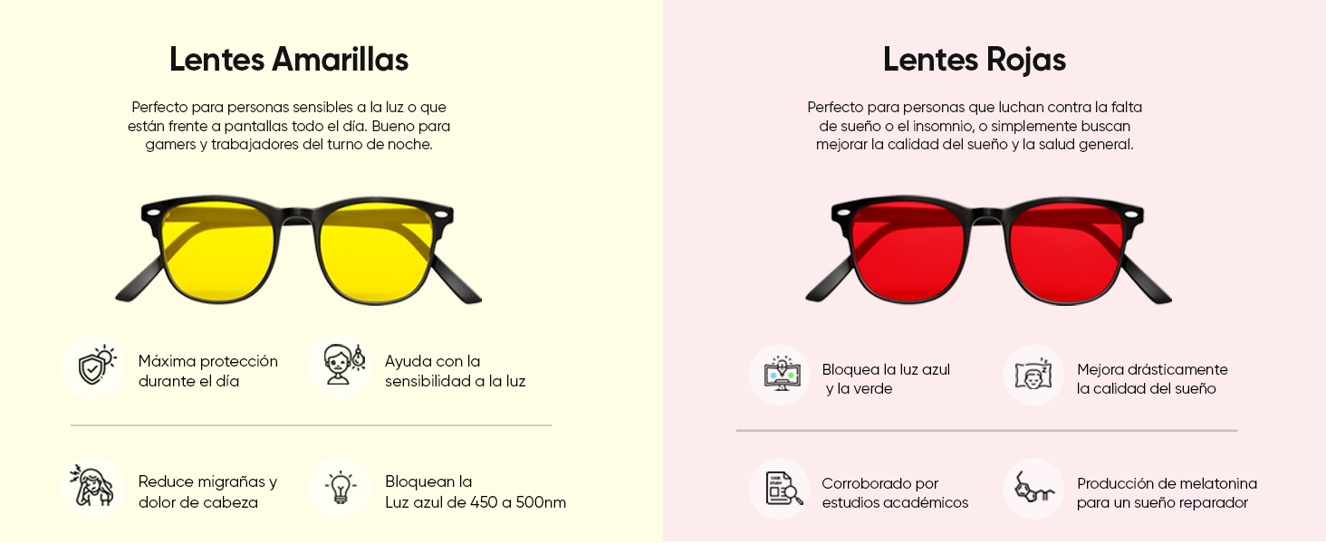 Gafas con cristales Amarillos y Rojos