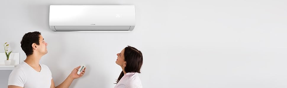 aire acondicionado split compresor frío bomba calor BTU mando a distancia LED sistema inverter Modos