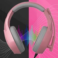Auriculares rosa para juegos música youtube videollamadas discord teamspeak skype zoom videollamadas