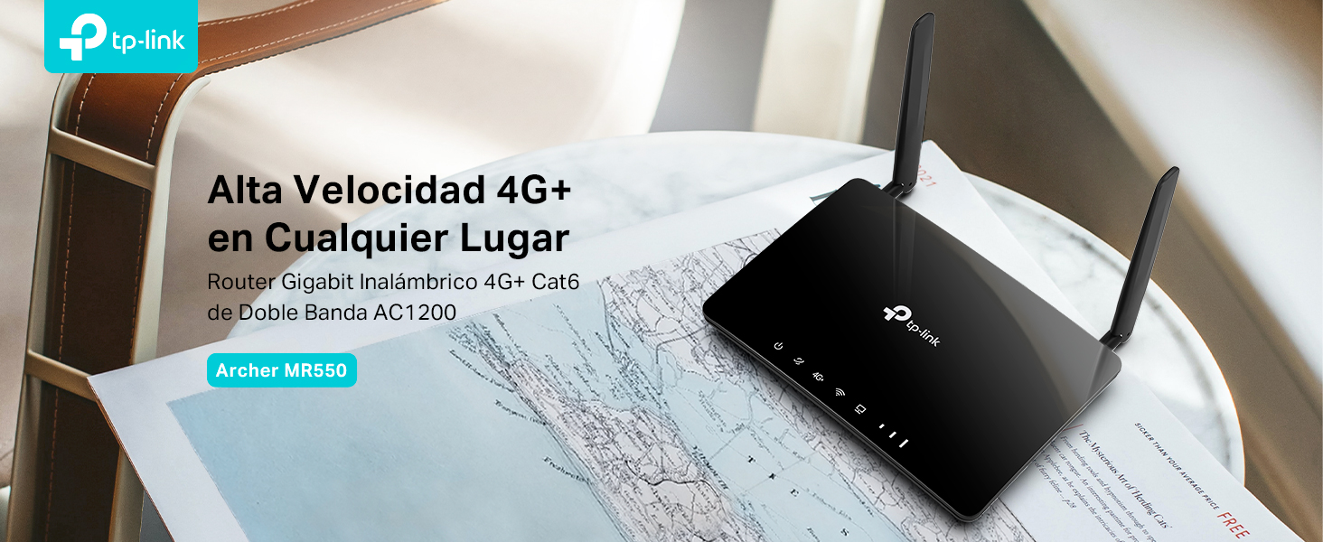 Archer MR550 - Router 4G+ LTE Cat6 doble banda Wi-Fi AC1200