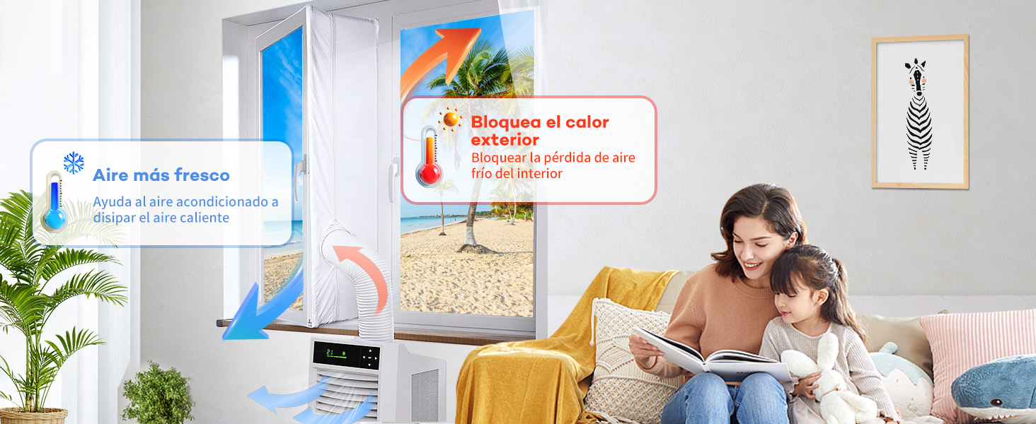 Sellador de ventanas para aparatos de aire acondicionado móviles