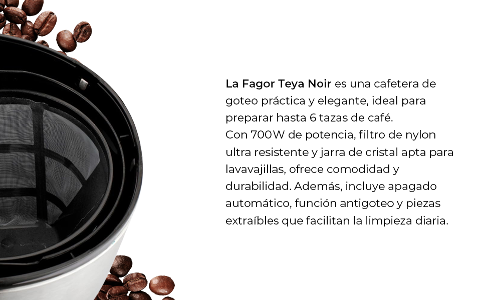 Fagor Wakeup Must – Cafetera de Goteo 0,6L, Jarra de Cristal, Apagado Automático y Diseño Elegante D