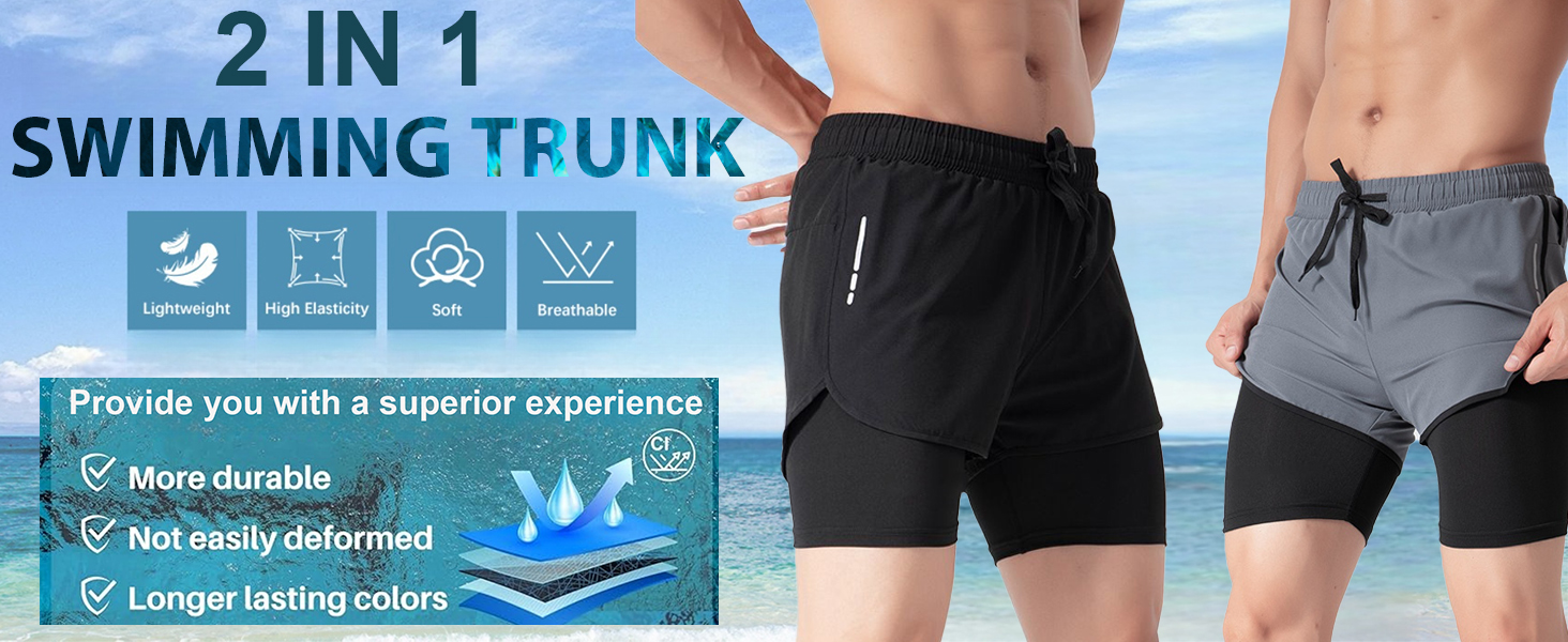 Bañador Hombre Corto Shorts de Secado Rápido con Malla Forro Verano Bañador Natacion Pantalones