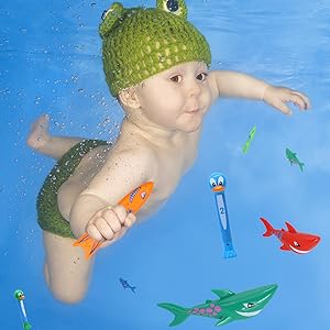 Juego de juguetes para piscina submarina, anillos de buceo, bastones, torpedo de buceo para nadar