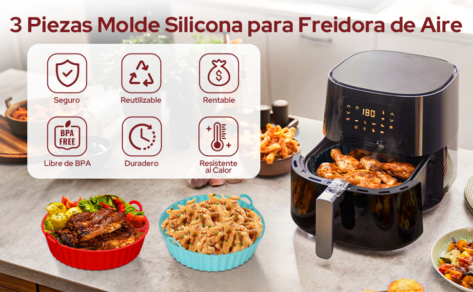 Los forros de silicona para freidora de aire son reutilizables y prácticos.