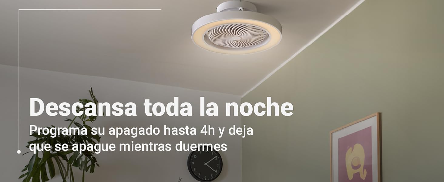 ventilador de techo tipo box fan, ventilador de techo blanco, ventilador con aspas ocultas