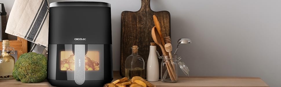 ventana de visualización / Freidora dietética / 4 litros / 9 menús / 1400 W de potencia